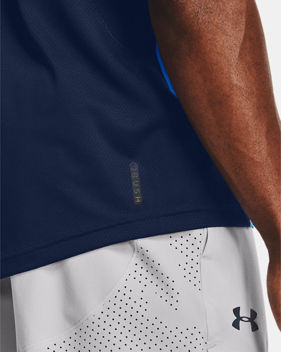 Men's UA RUSH™ HeatGear® 2.0 Short Sleeve, Blue, pdpMainDesktop image number 3